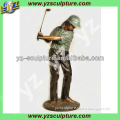 life size brass golfer statue for garden decoration
